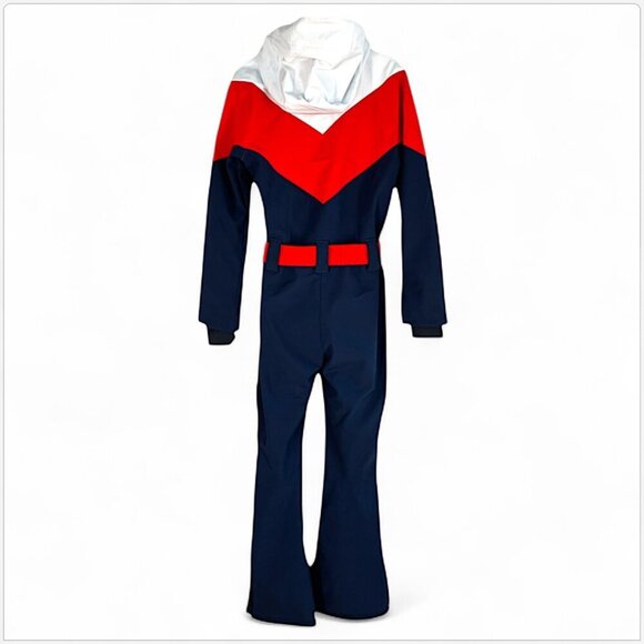 GSOU Snow Navy Retro One Piece Ski Suit with Hood Winter Warm NWT New S - Picture 6 of 7